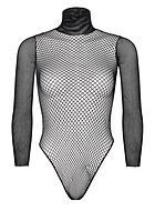 Revealing teddy, small fishnet, long sleeves, turtle neck
